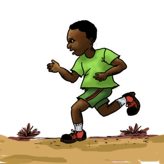 A boy running.