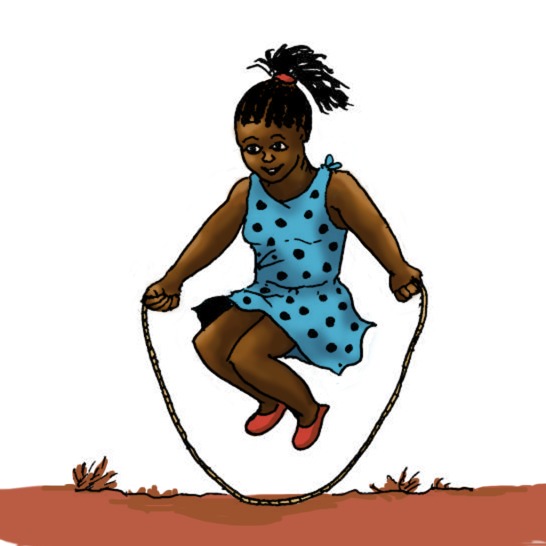 A girl skipping with a rope.